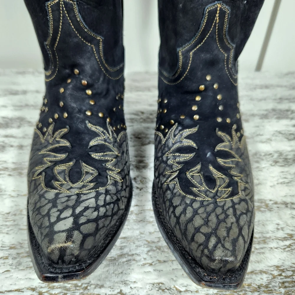 Dan Post "Invy" Studded Western Boots Black Leather DP3582 | Women's Size 8 - Picture 5 of 16